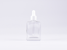 Klarglasflasche "Miro" 50ml, mit Pipette weiss